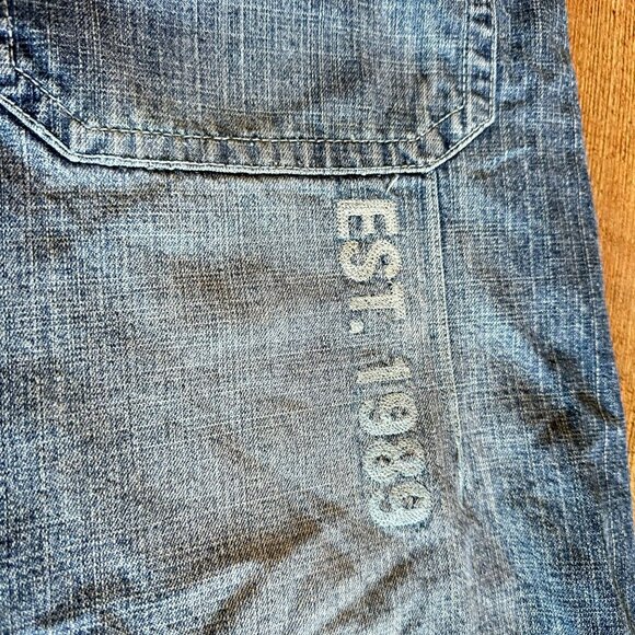 Vintage Y2K Poco Jeans Denim Cargo Shorts Size 40 Embroidered Logo & Pockets - Picture 12 of 13